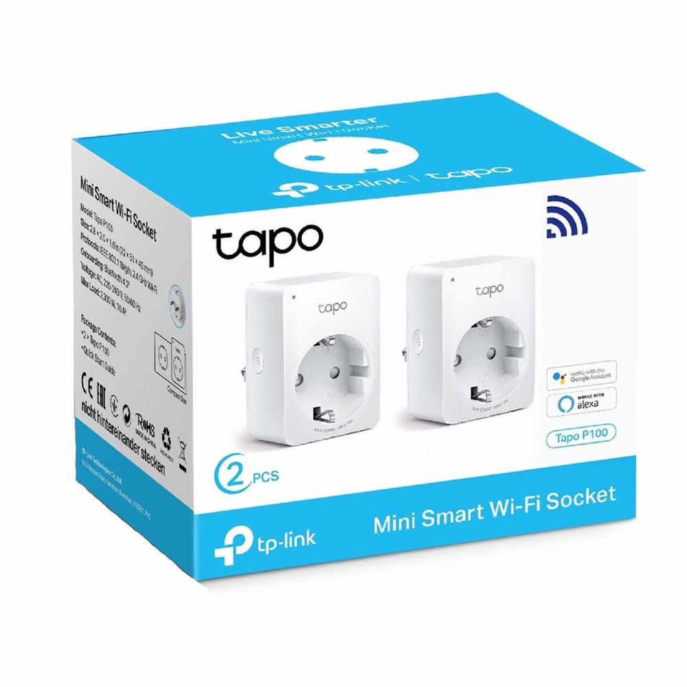Priză Inteligentă TP-Link MINI SMART Tapo P100 2900W WiFi Alb (2 uds)