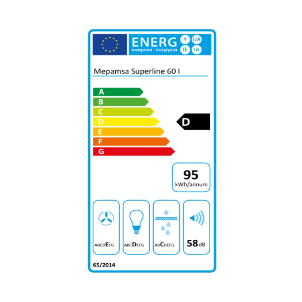 Hotă Convențională Mepamsa SUPERLINE 60 V2 60 cm 415 m3/h 69 dB 140W