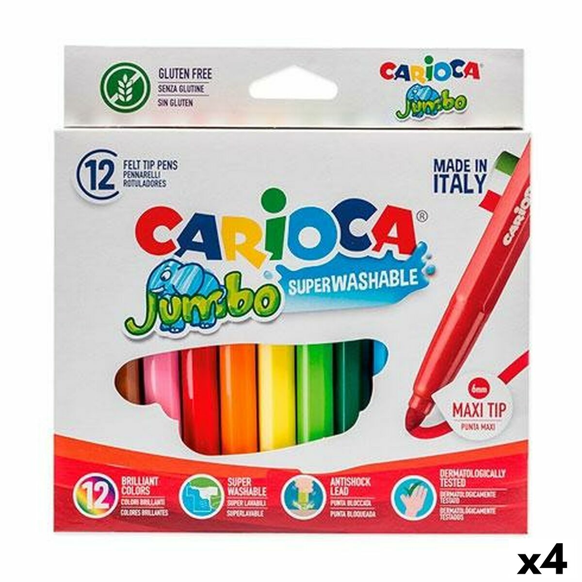 Set de Carioci Carioca Jumbo Multicolor 12 Piese (4 Unități)