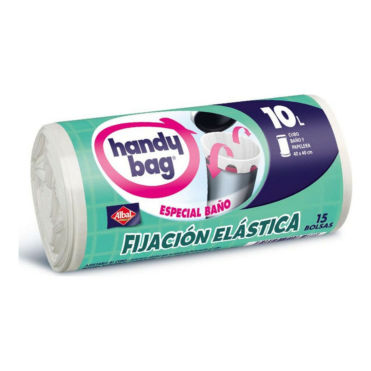 Saci de gunoi Handy Bag Bandă elastică Băi (15 x 10 L)