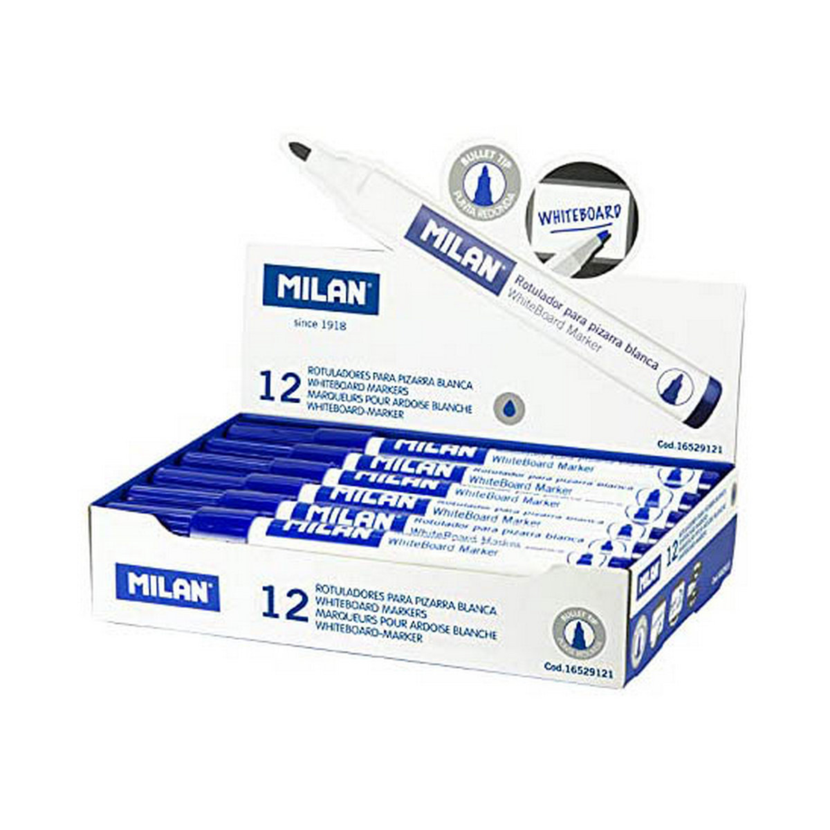 Carioci Milan Tablă albă 12 Unități Albastru PVC