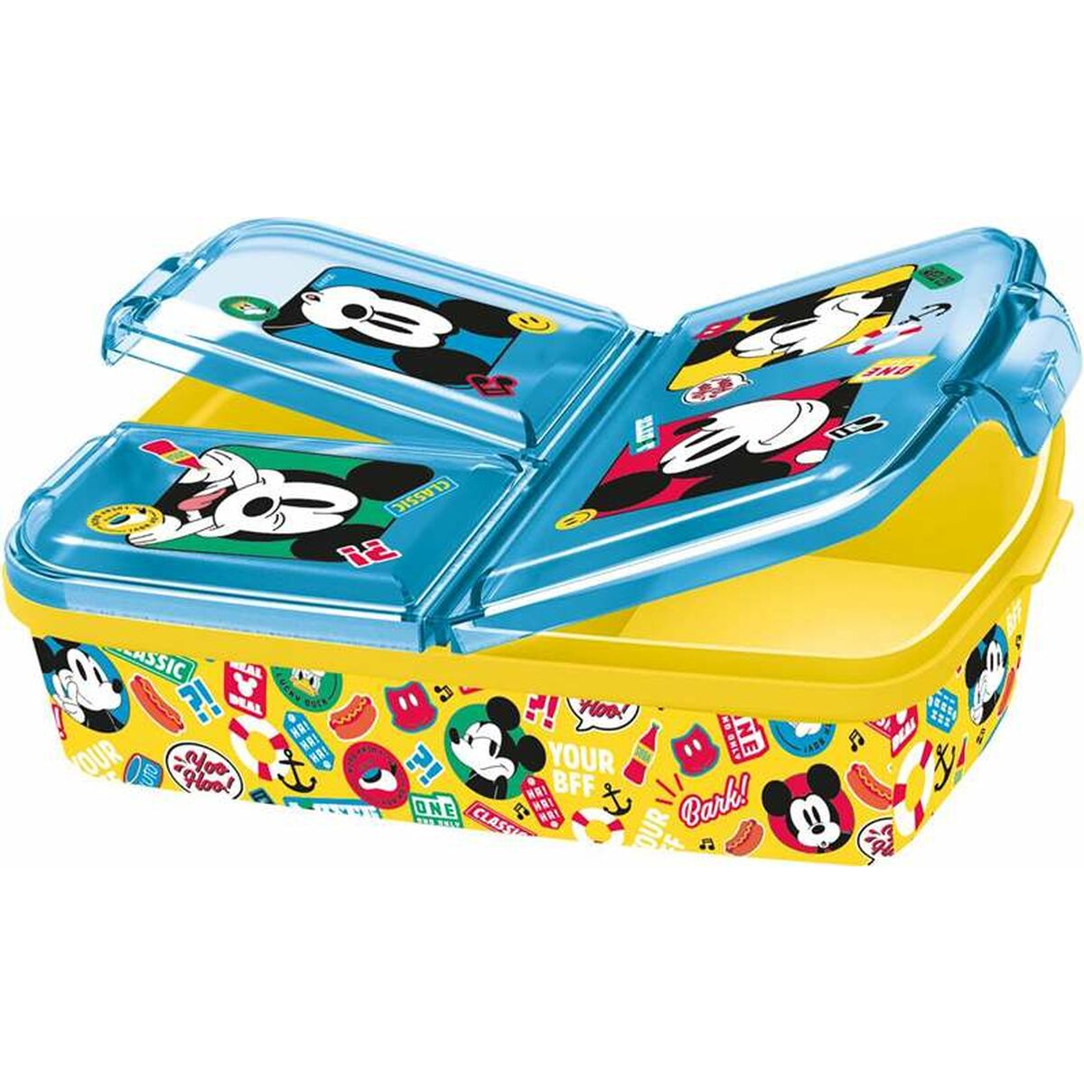 Cutie de Mâncare cu Compartimente Mickey Mouse Fun-Tastic 19,5 x 16,5 x 6,7 cm polipropilenă