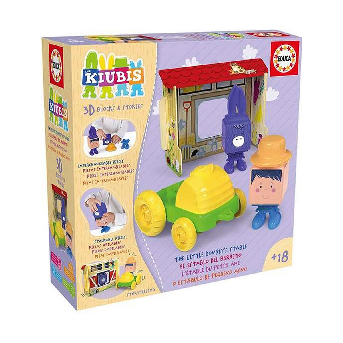 Jucărie educațională Educa The Kiubis The Little Donkey's Stable Tractor 10 Piese