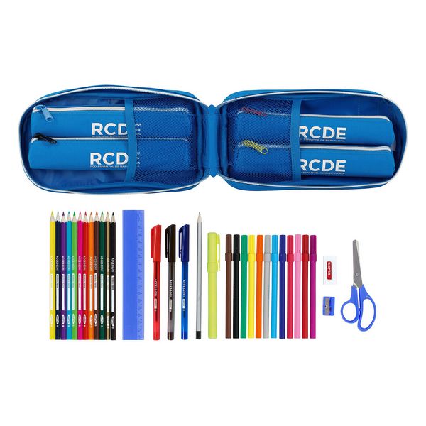 Pencil Case Backpack RCD Espanyol Albastru Alb (33 Piese)