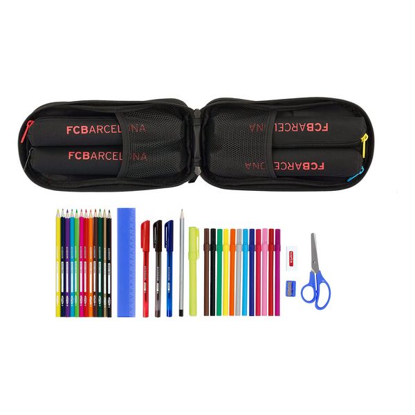 Pencil Case Backpack F.C. Barcelona Negru (33 Piese)