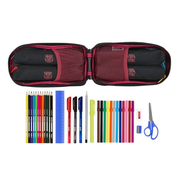 Pencil Case Backpack F.C. Barcelona Negru (33 Piese)