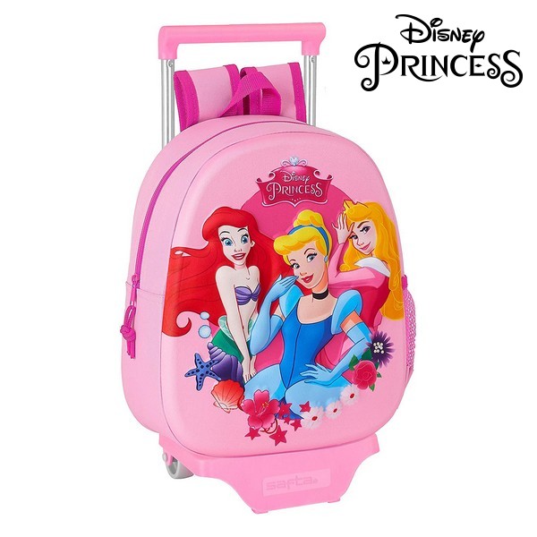 Ghiozdan 3D cu Roți 705 Princesses Disney Roz