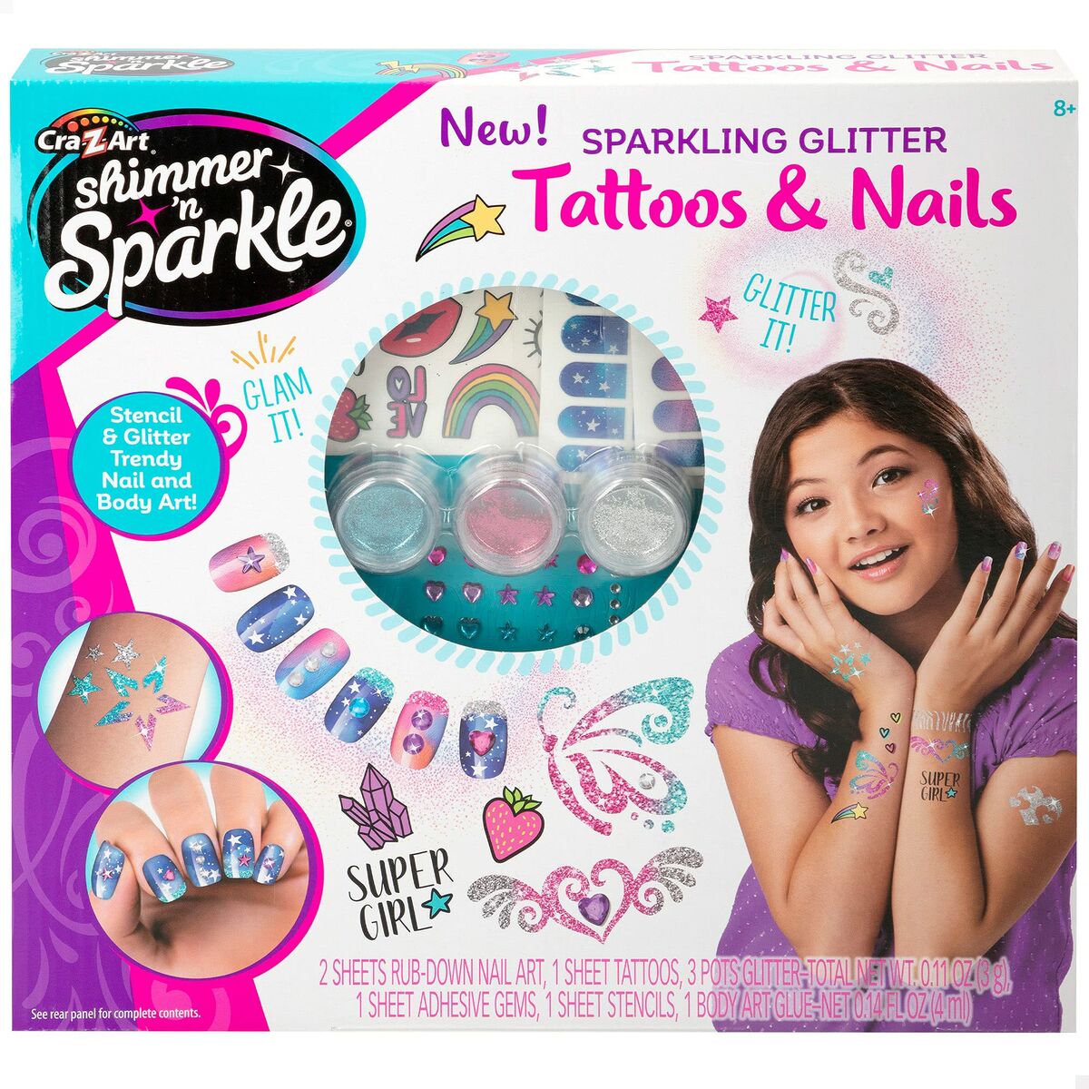 Set de Manichiură Shimmer 'n Sparkle Tattoos & Nails Infantil