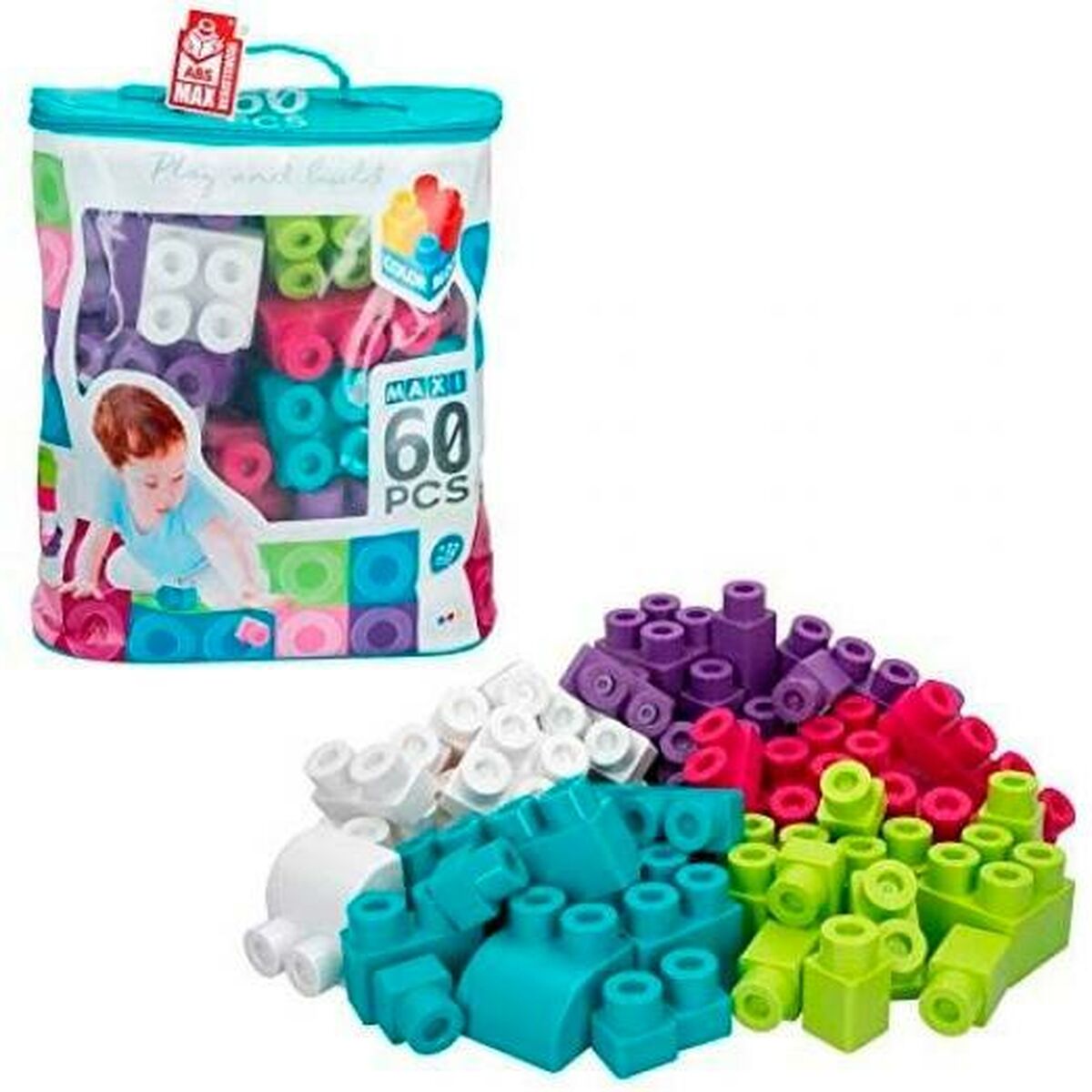 Plăci de Construcții Color Baby Play & Build Multicolor 60 Piese
