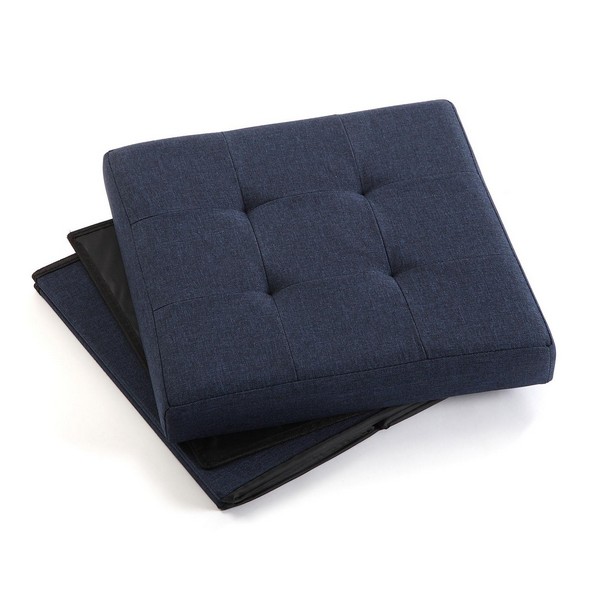 Puf (scaun scund) detașabil lin Lemn MDF (38 x 37,5 x 38 cm) - Culoare Albastru