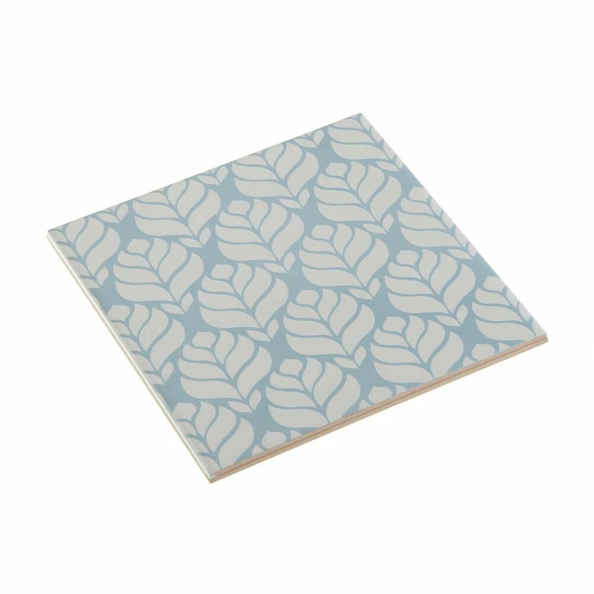 Suport Protecție pentru Masă Ice Blue Frunze Ceramică (15 x 0,7 x 15 cm)