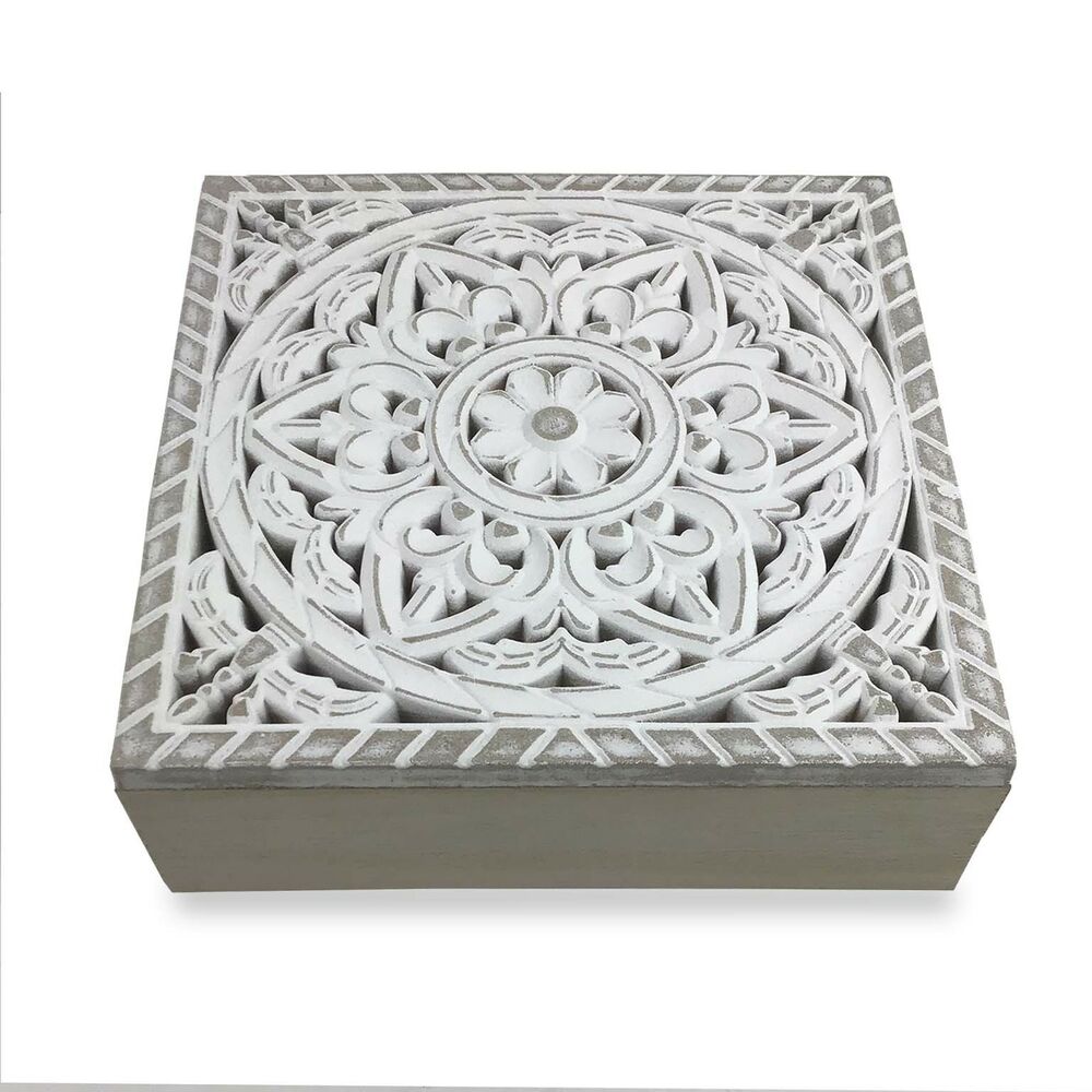 Casetă de Bijuterii Mandala Lemn MDF (22 x 7 x 22 cm)