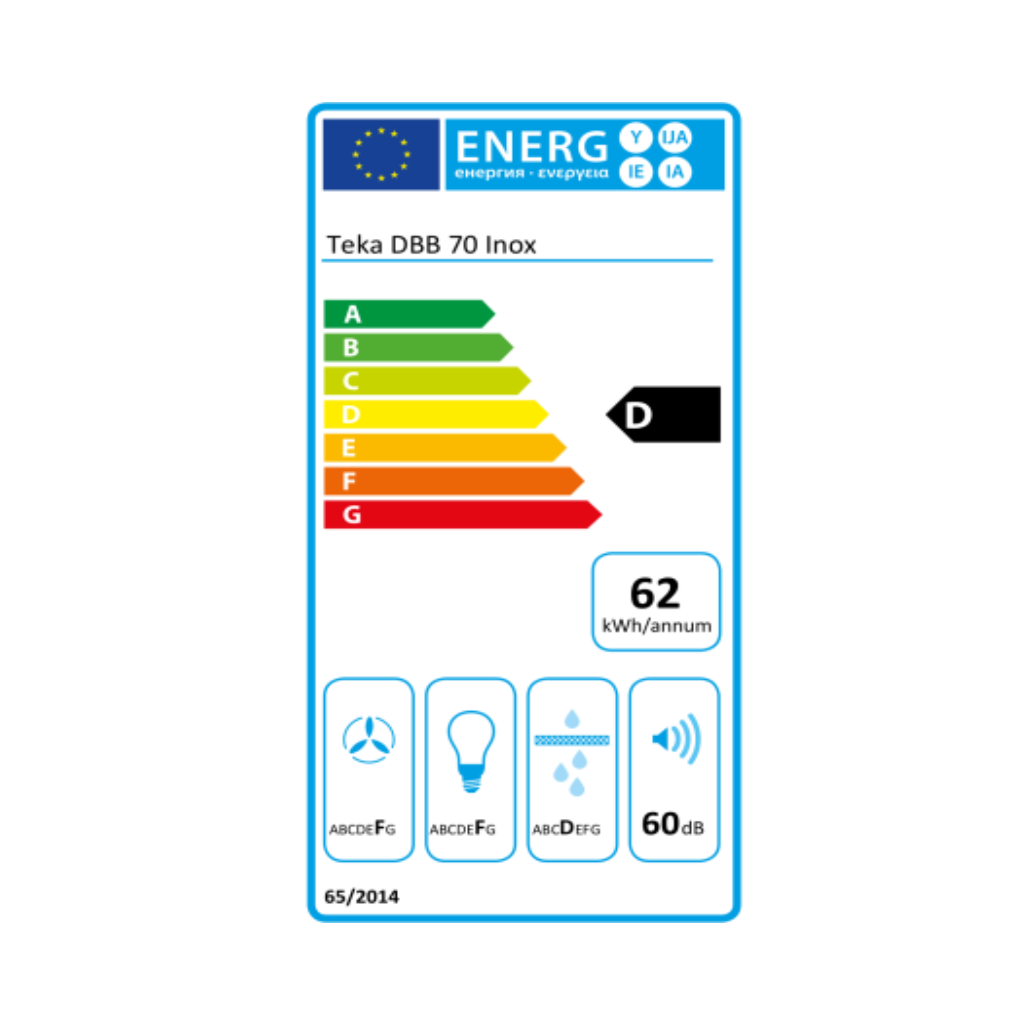 Hotă Convențională Teka DBB70 I 70 cm 380 m3/h 60 dB 195W Inox