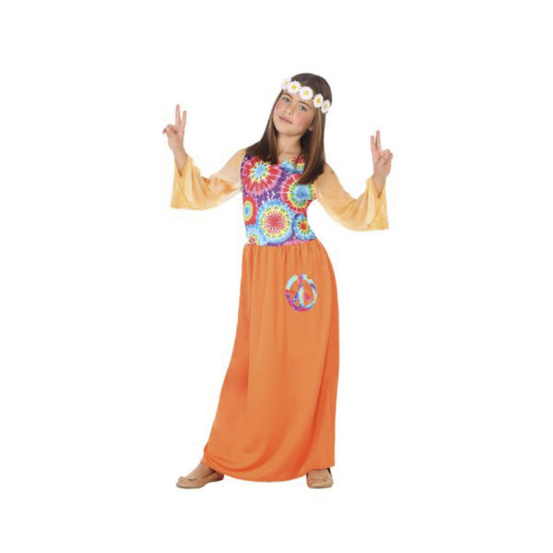 Costum Deghizare pentru Copii Hippie Portocaliu (1 Pc) - Mărime 3-4 Ani