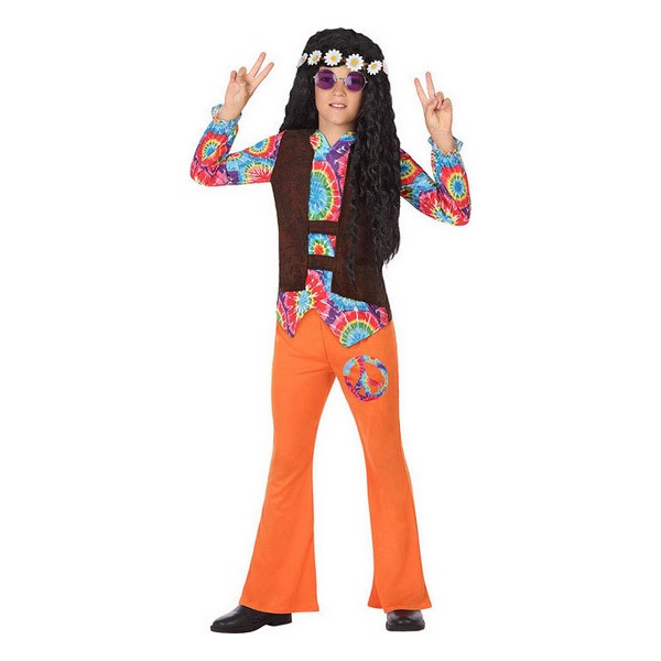 Costum Deghizare pentru Copii Hippie Portocaliu (2 Pcs) - Mărime 3-4 Ani