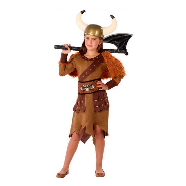 Costum Deghizare pentru Copii 114869 Femeie viking Maro (4 Pcs) - Mărime 3-4 Ani