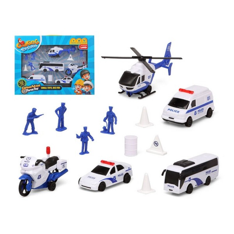 Set de Poliție Vehicule și Accesorii Alb 119381 (13 Pcs)
