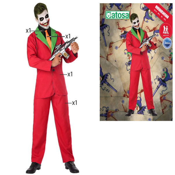 Costum Deghizare pentru Adulți Clovn Joker Roșu - Mărime M/L