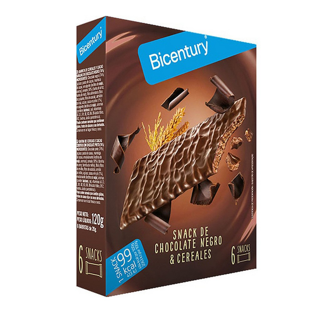 Baton proteic Bicentury Snack Chocolate Negro Cereale (6 uds)