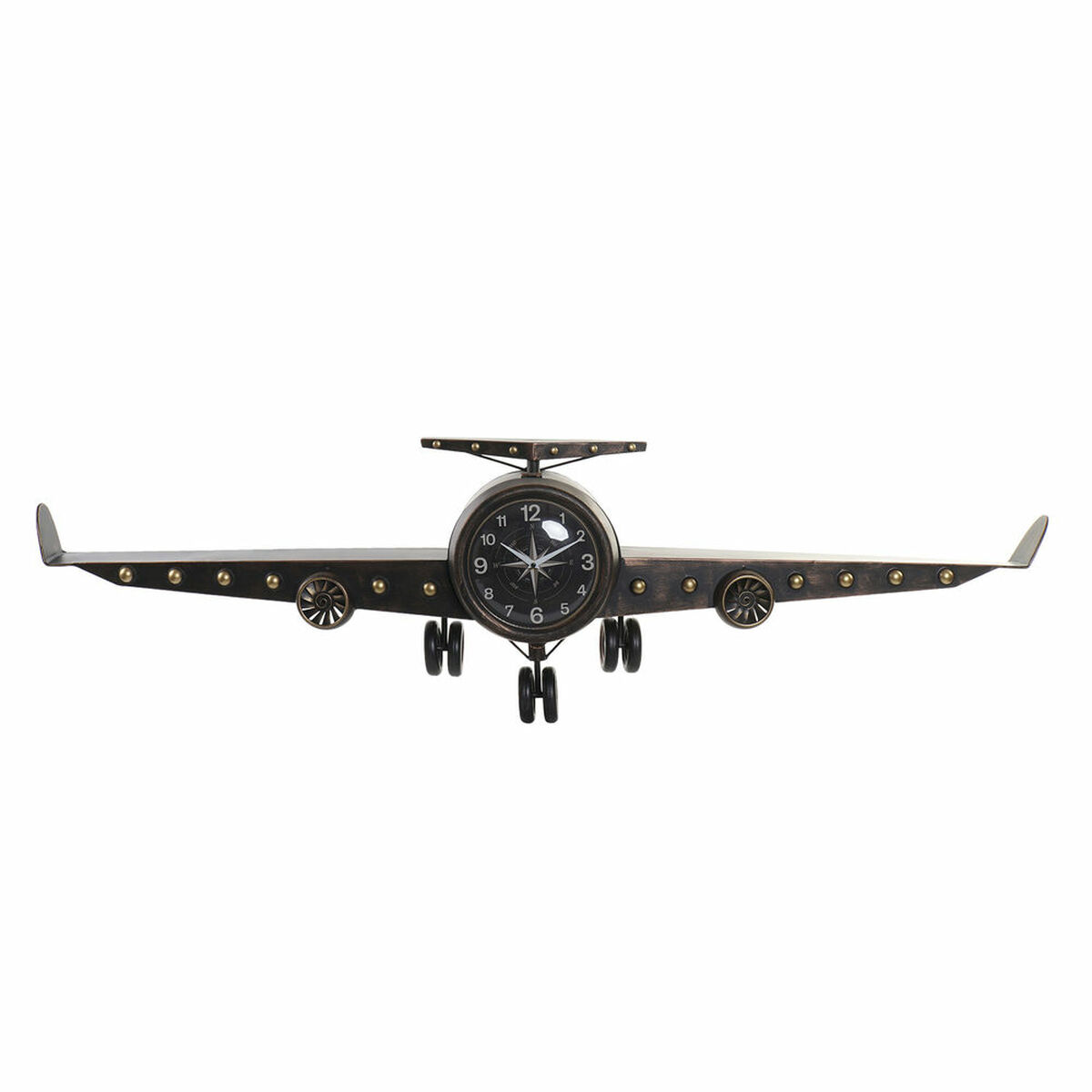 Ceas de Perete DKD Home Decor Negru Metal Geam Avion Lemn MDF (157 x 22 x 46 cm)
