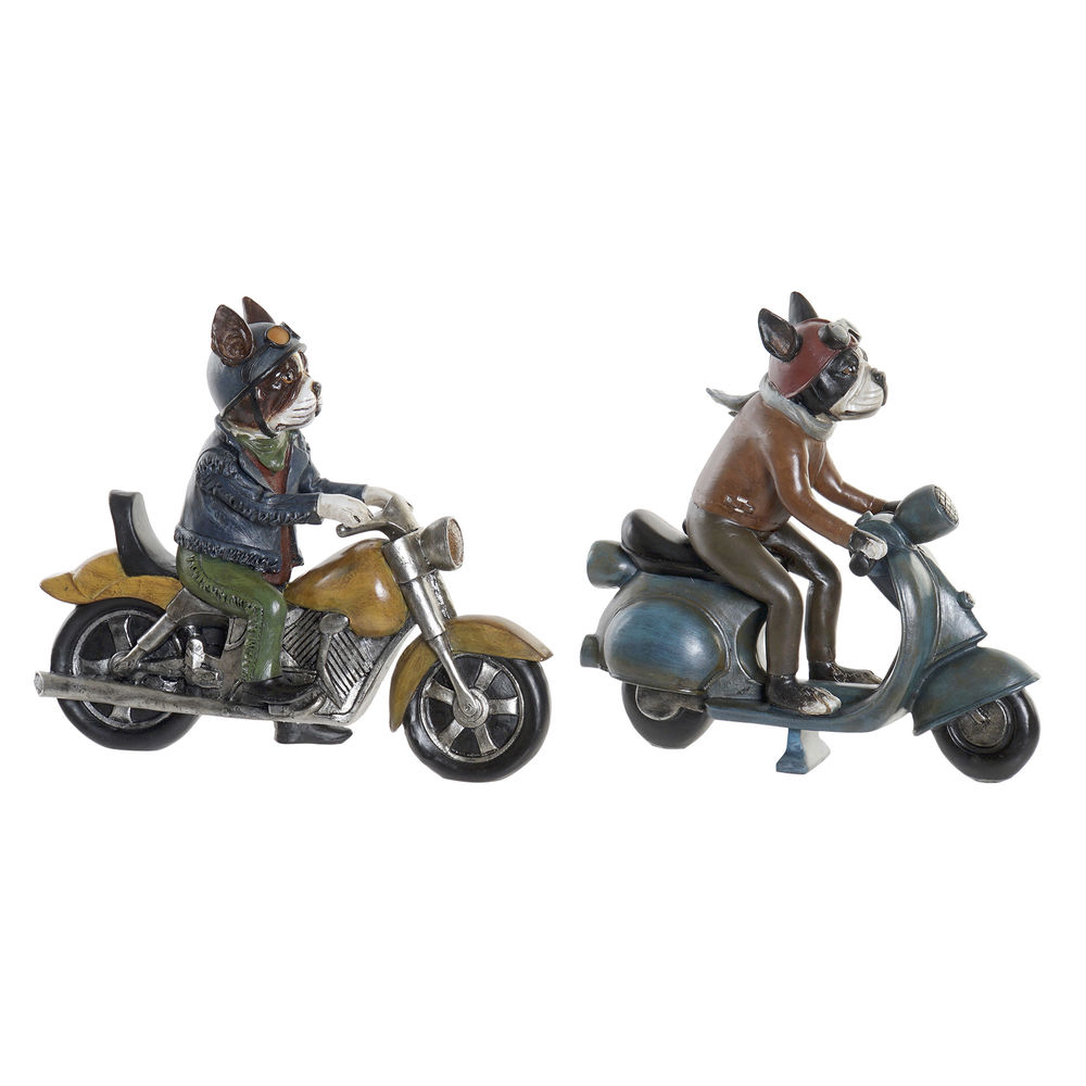 Figură Decorativă DKD Home Decor Rășină Câine (2 pcs) (27 x 10 x 24 cm)