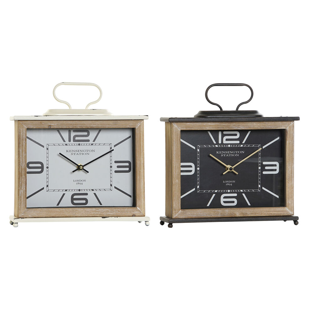 Stolní hodiny DKD Home Decor Negru Metal Alb Lemn MDF (28 x 8 x 29.5 cm) (2 pcs)