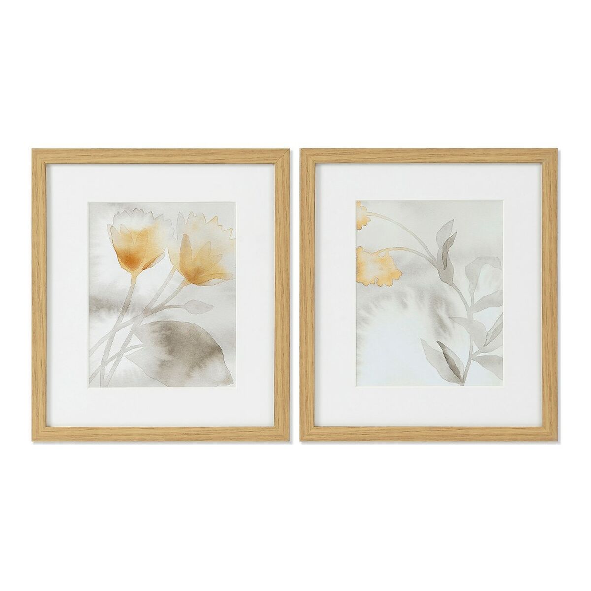 Tablou DKD Home Decor Drawed Leaf Frunze (2 pcs) (33 x 3 x 38 cm)