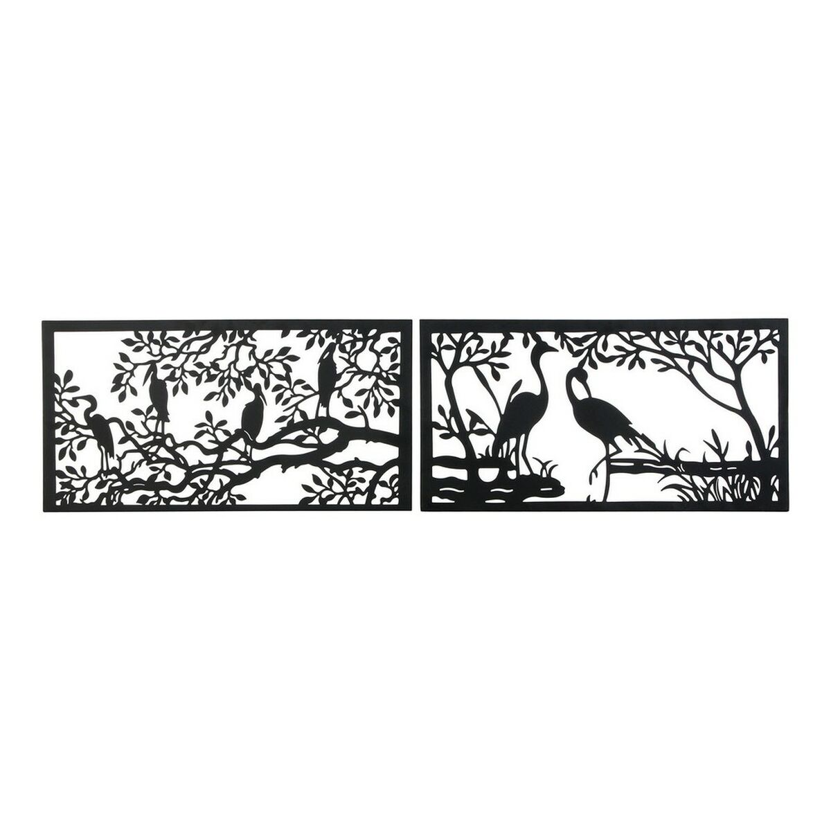 Figură Decorativă DKD Home Decor Păsări Metal (2 pcs) (96 x 1 x 50 cm)