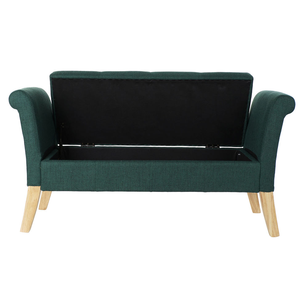 Banchetă DKD Home Decor Verde Poliester Lemn (130 x 44 x 69 cm)