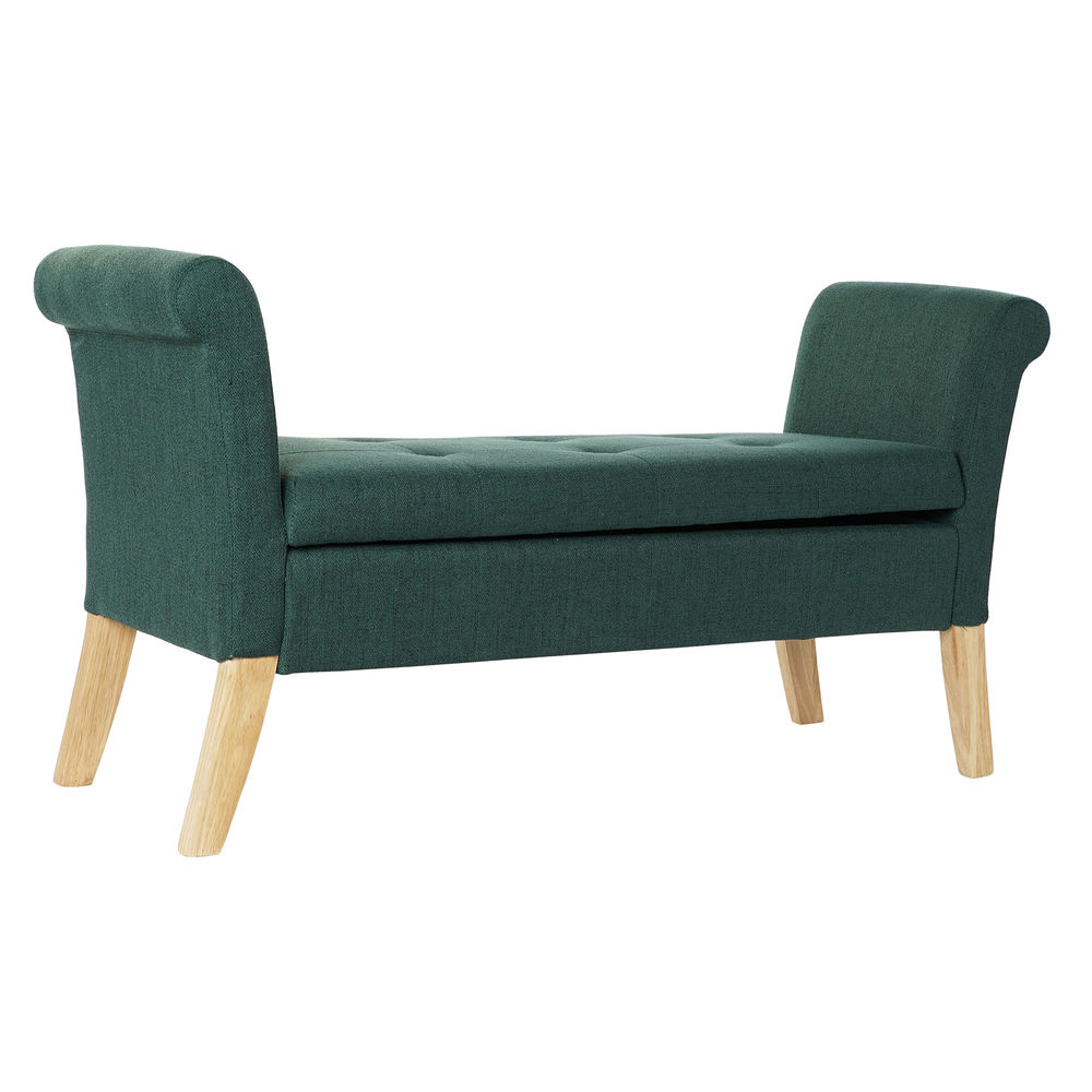 Banchetă DKD Home Decor Verde Poliester Lemn (130 x 44 x 69 cm)