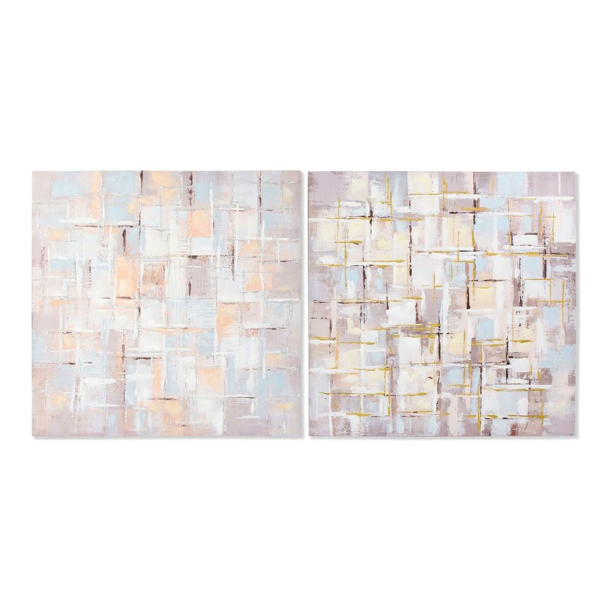 Tablou DKD Home Decor Squares Pânză Abstract (2 pcs) (100 x 3 x 100 cm)