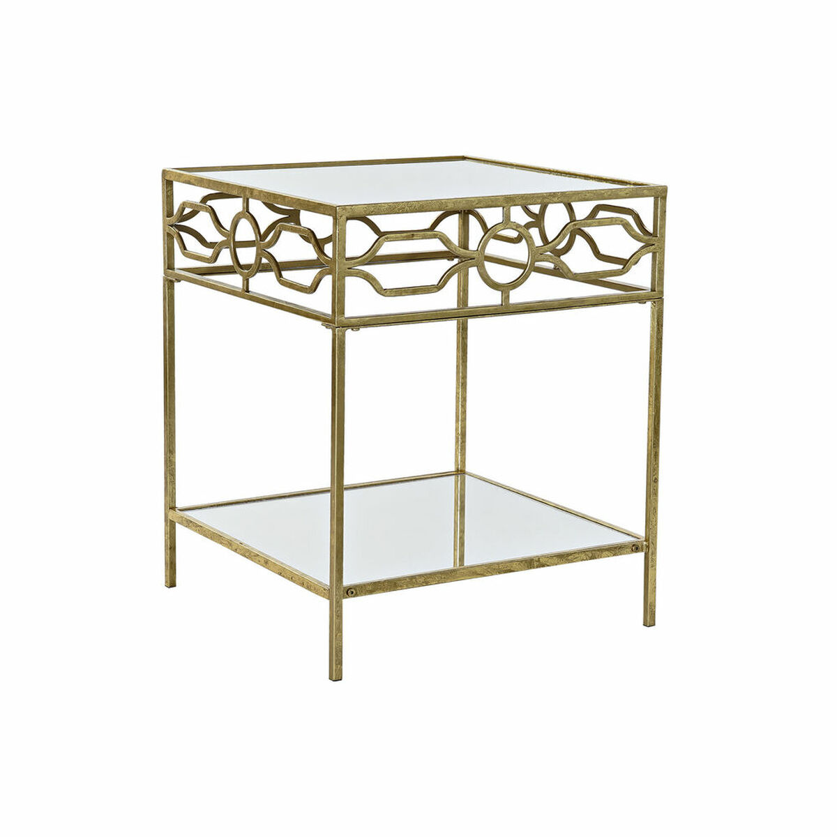 Masa laterală DKD Home Decor Oglindă Auriu* Metal (50 x 50 x 60 cm)