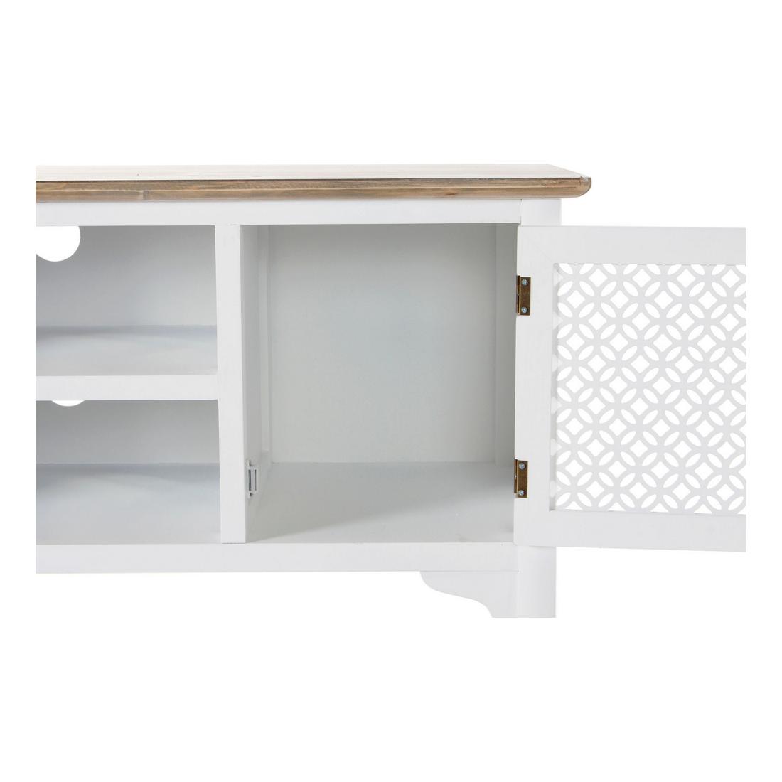 Mobilă TV DKD Home Decor Alb Brad Maro Deschis (120 x 45 x 57 cm)