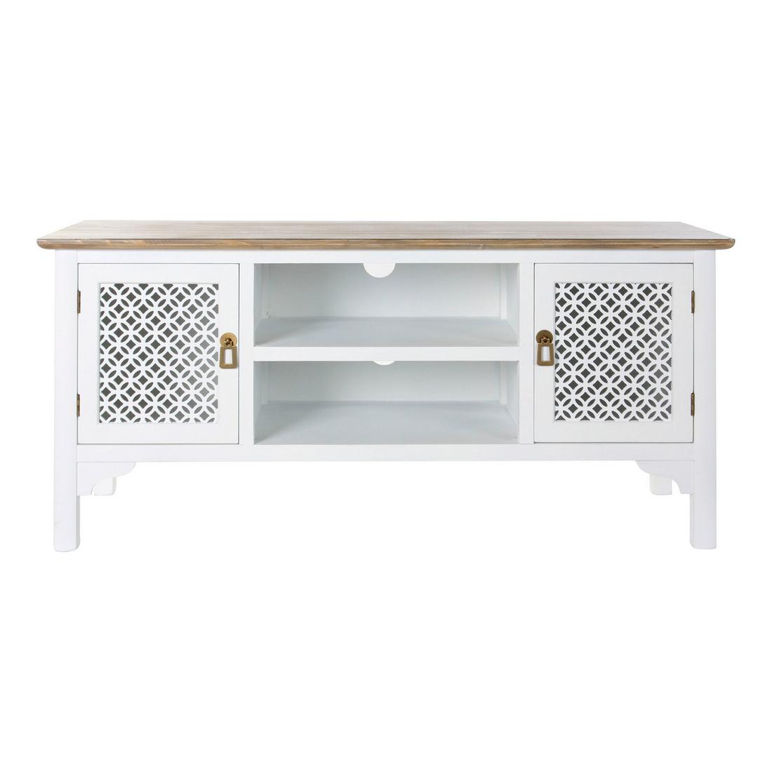 Mobilă TV DKD Home Decor Alb Brad Maro Deschis (120 x 45 x 57 cm)