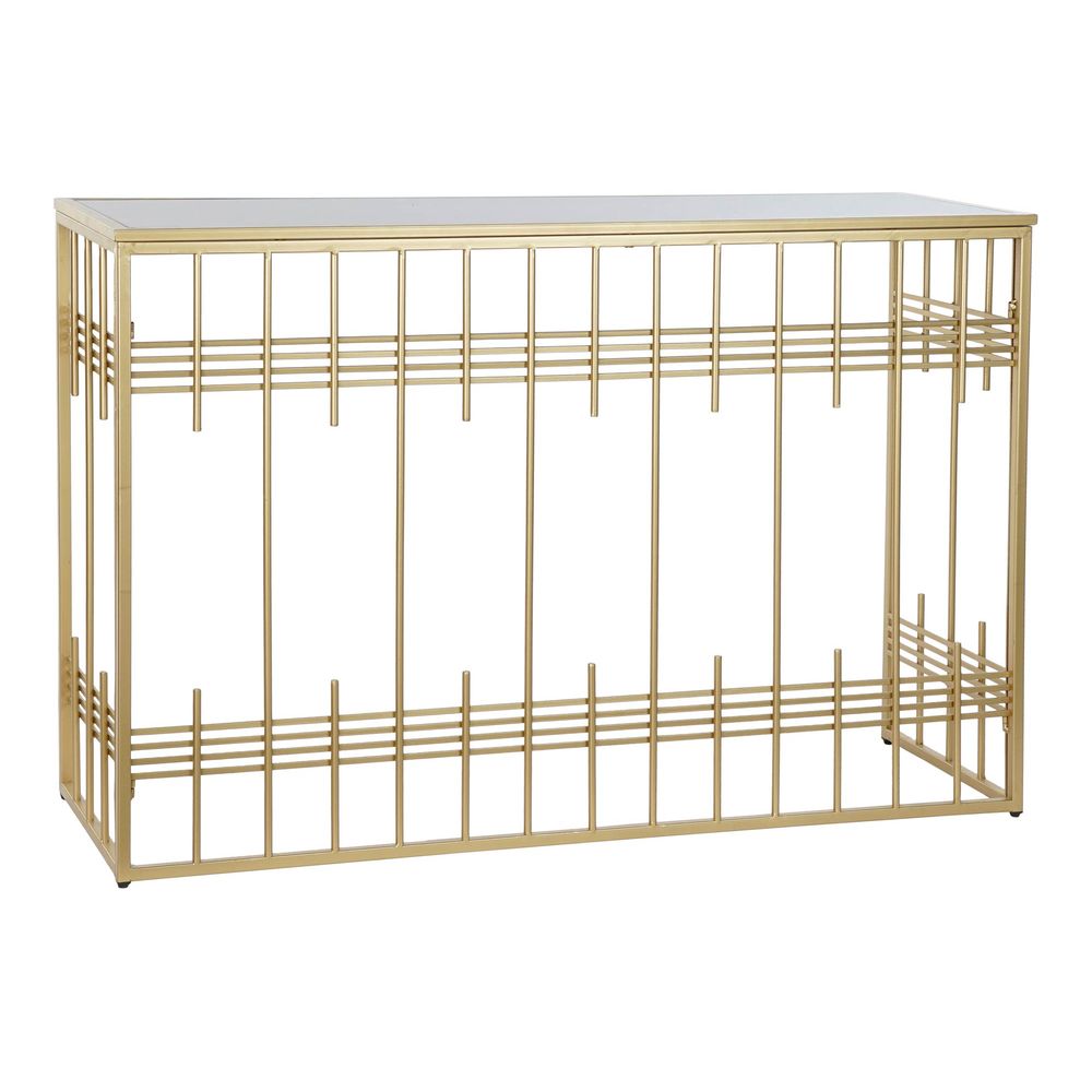 Consolă DKD Home Decor Negru Metal Geam Auriu* (120 x 40 x 81 cm)