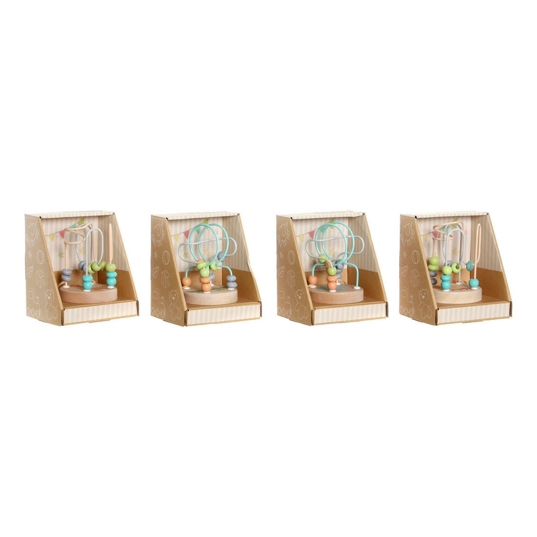 Joc din lemn DKD Home Decor Lemn (4 pcs) (9 x 9 x 12 cm)