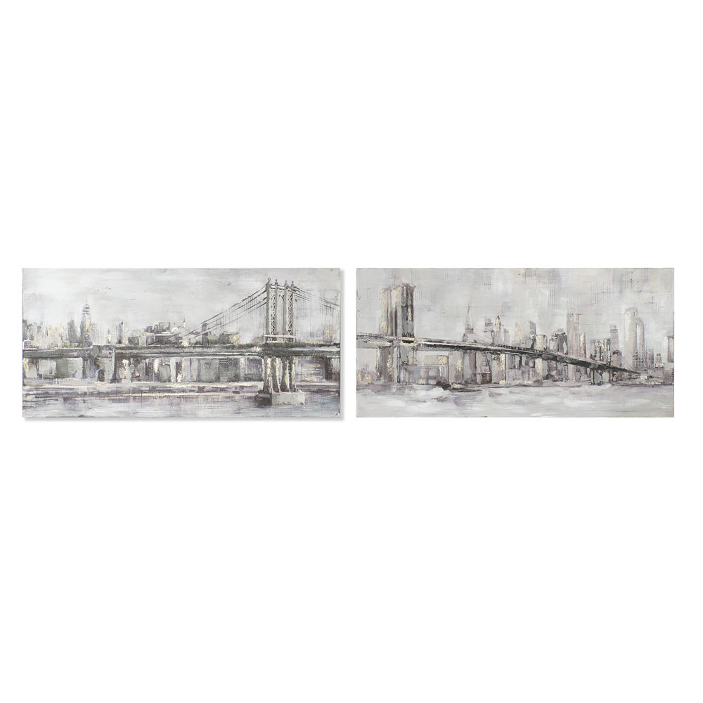 Tablou DKD Home Decor Pânză New York (2 pcs) (150 x 3.8 x 70 cm)