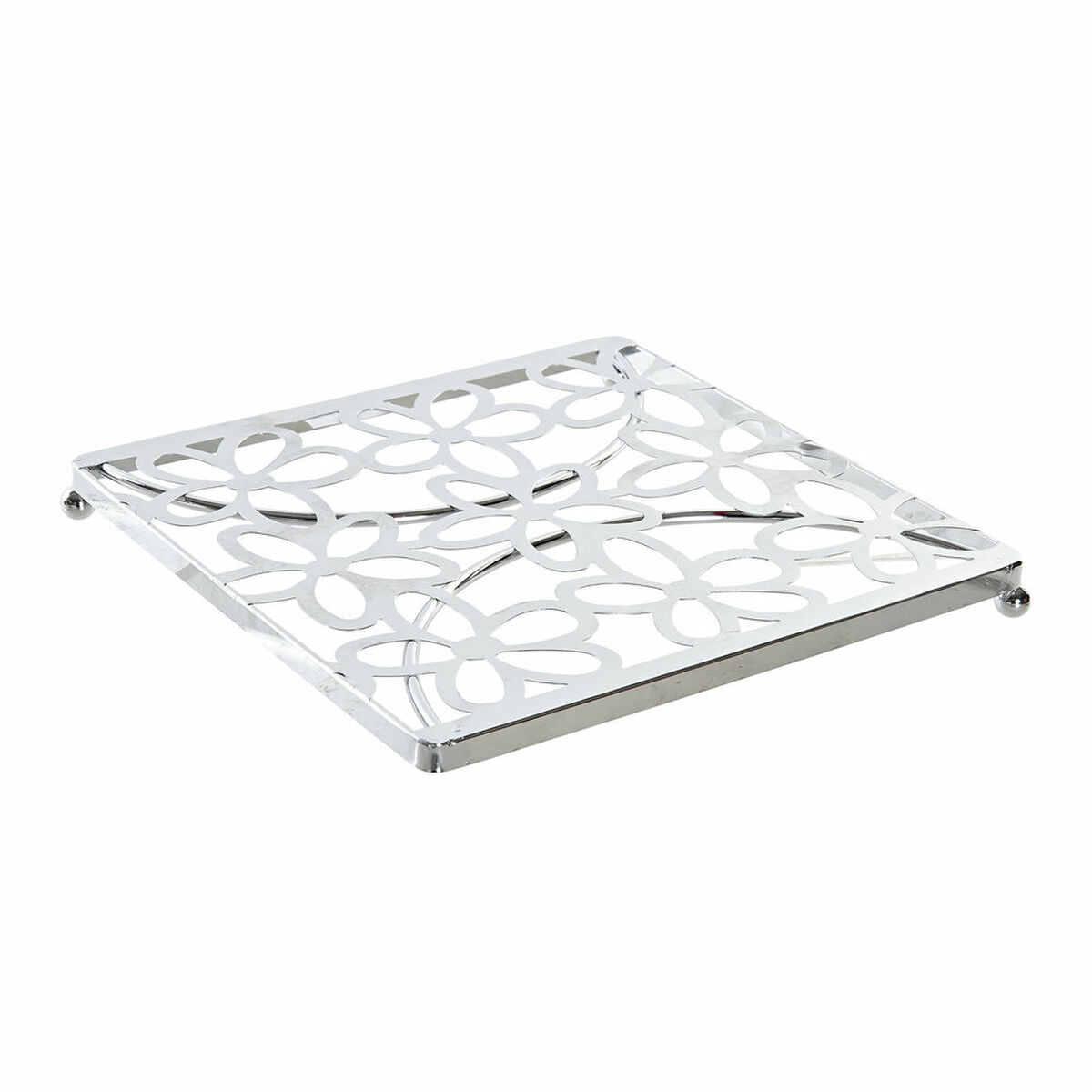 Suport Protecție pentru Masă DKD Home Decor Argintiu Metal (18 x 18 x 1.5 cm)
