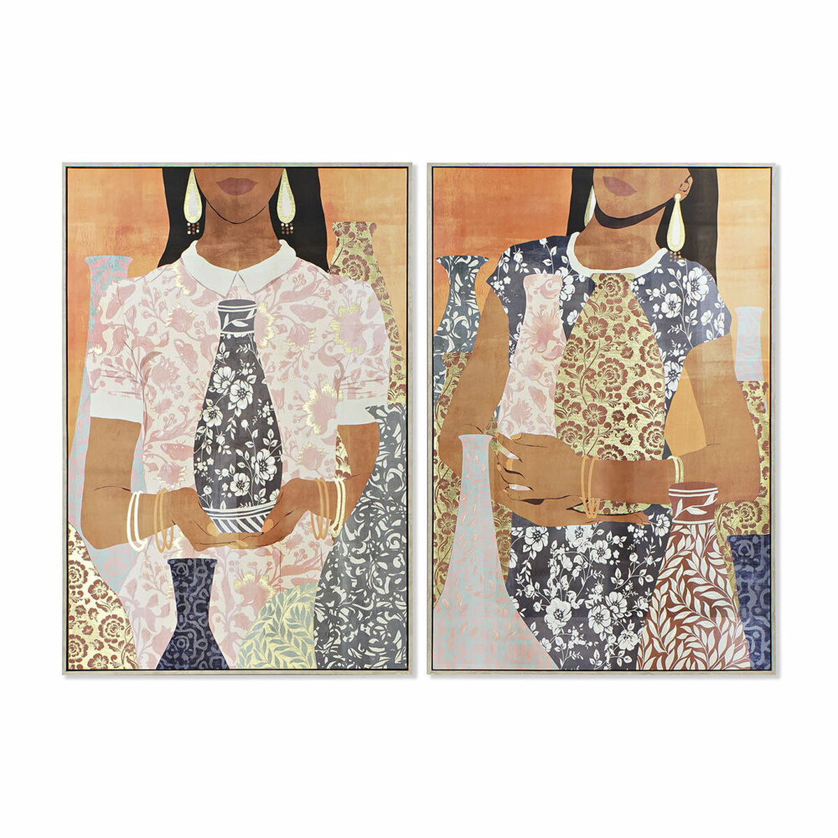 Tablou DKD Home Decor Femeie (2 pcs) (83 x 4.5 x 123 cm)