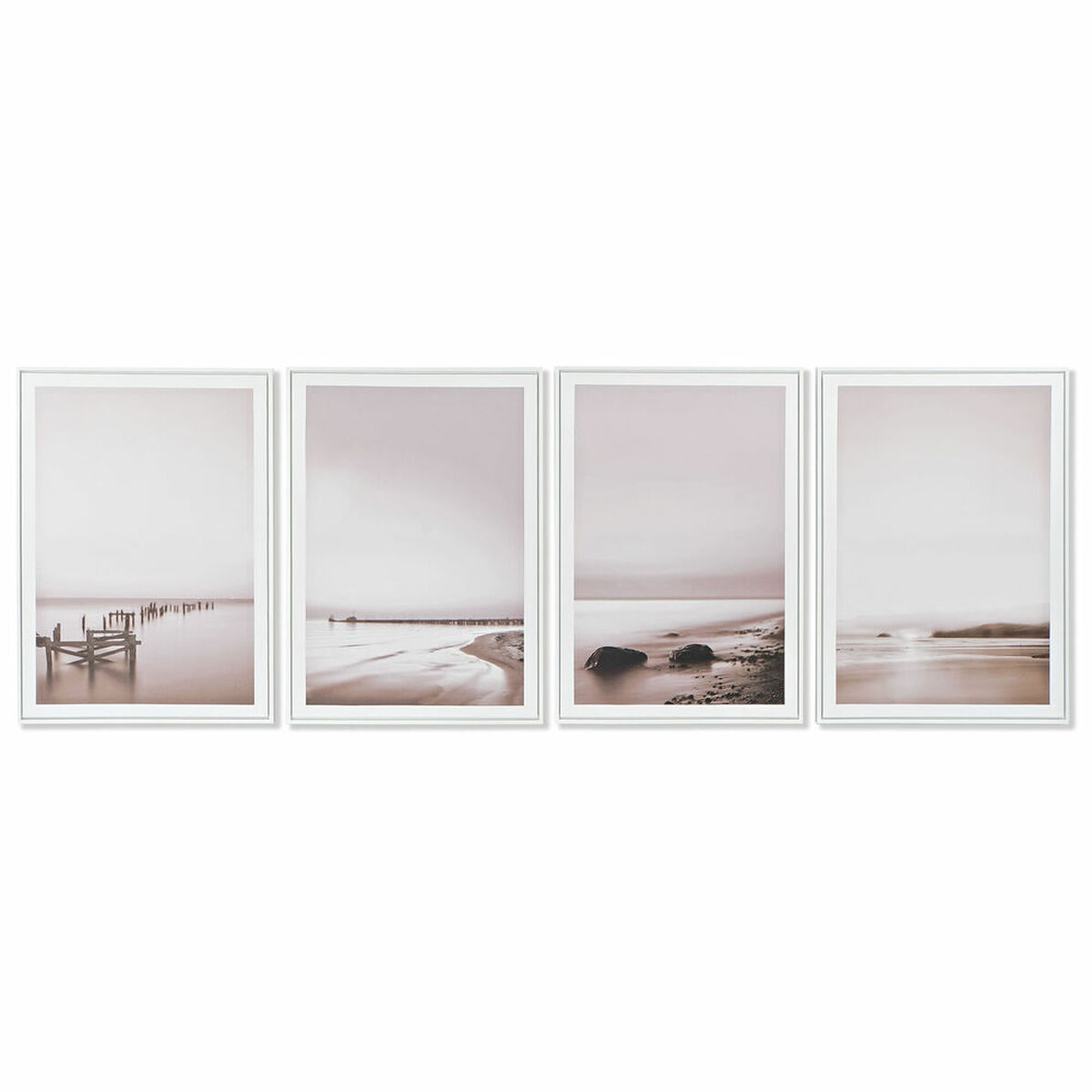 Tablou DKD Home Decor Plajă (4 pcs) (50 x 3 x 70 cm)