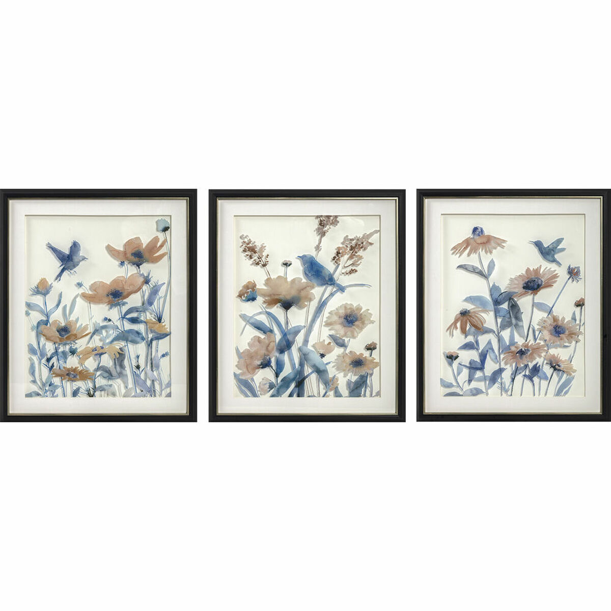 Tablou DKD Home Decor Květiny (50 x 2 x 60 cm) (3 pcs)