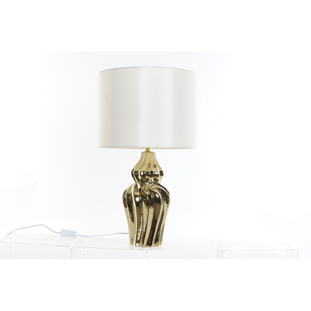 Lampă de masă DKD Home Decor Crem Lin Ceramică Auriu* (30 x 30 x 56 cm)