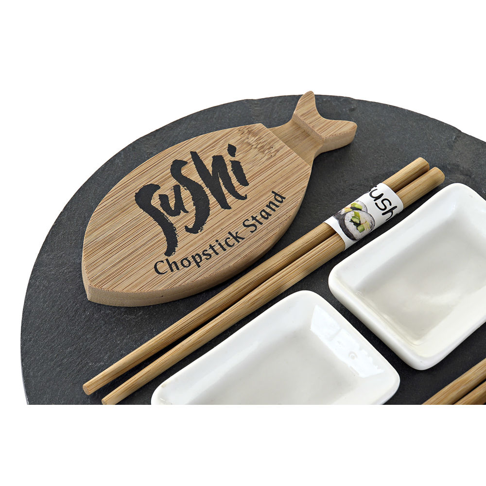 Set de Sushi DKD Home Decor Ceramică Slate Bambus (9 pcs)