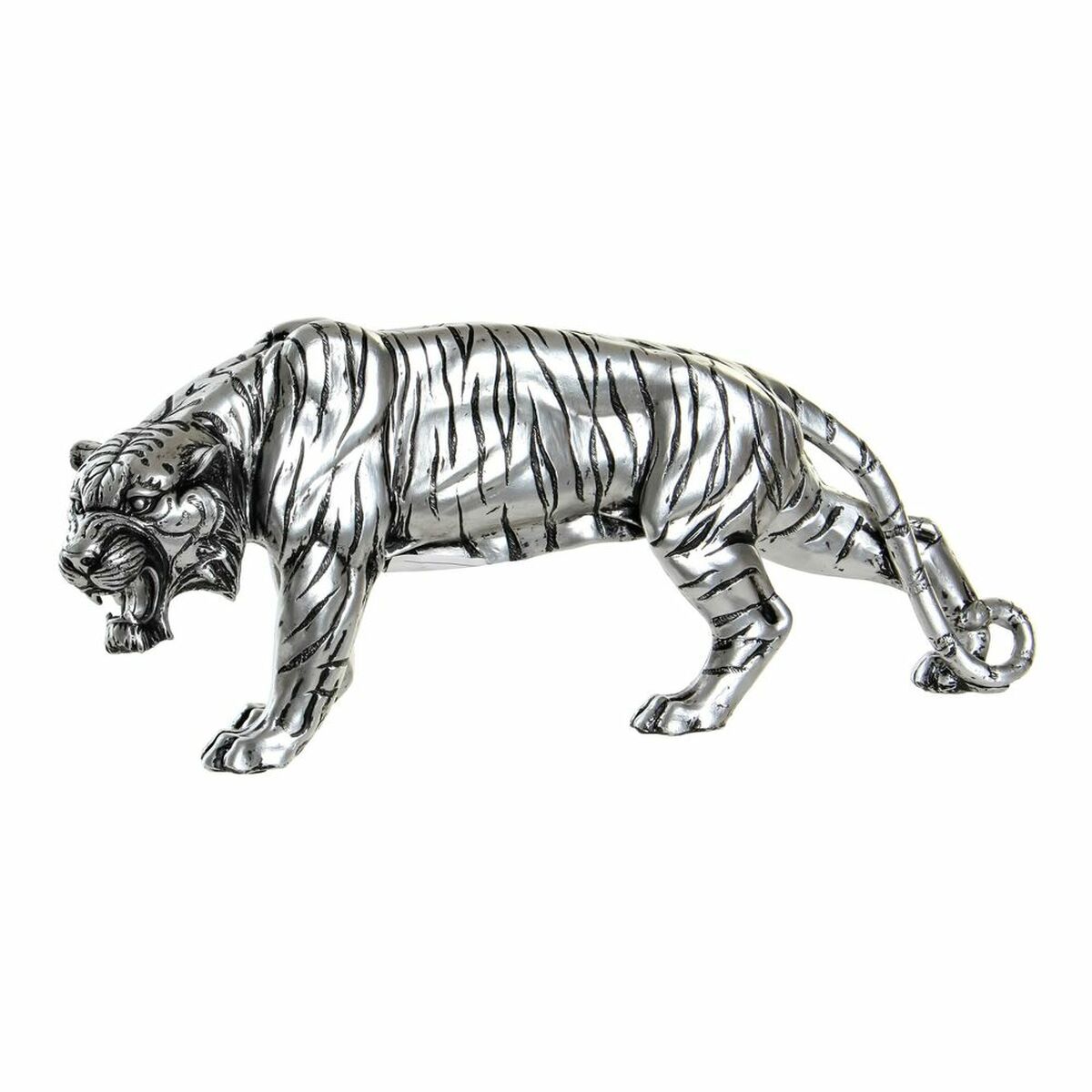 Figură Decorativă DKD Home Decor Tigru Argintiu Rășină (31 x 7.5 x 13.5 cm)