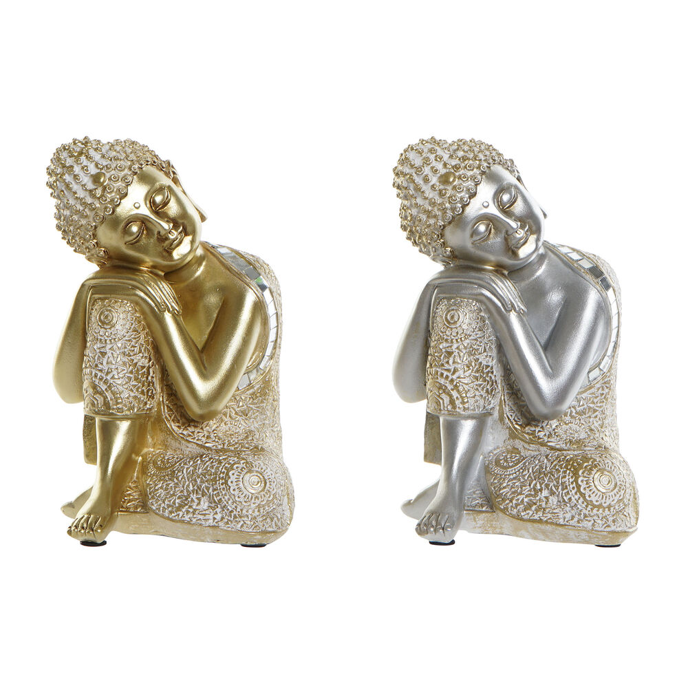 Figură Decorativă DKD Home Decor Argintiu Auriu* Buda Rășină (16 x 16 x 23.5 cm) (2 pcs)