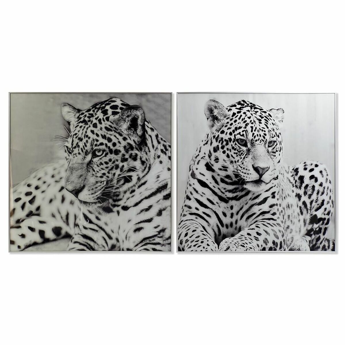 Tablou DKD Home Decor Leopard Colonial (100 x 2,5 x 100 cm) (2 Unități)