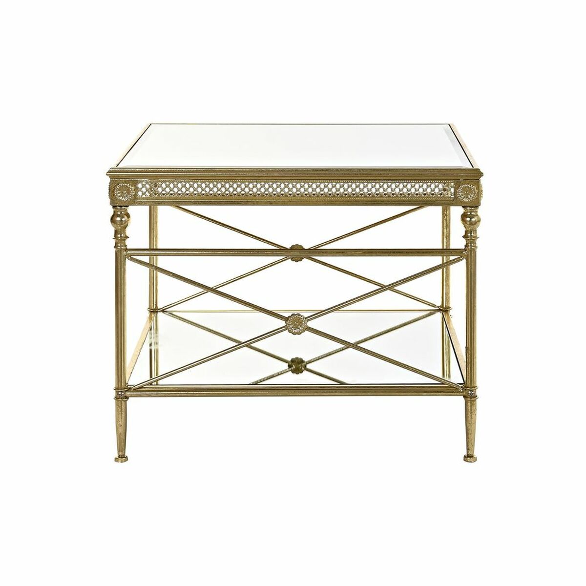 Masa laterală DKD Home Decor Oglindă Auriu* Metal Arab (62 x 62 x 51 cm)