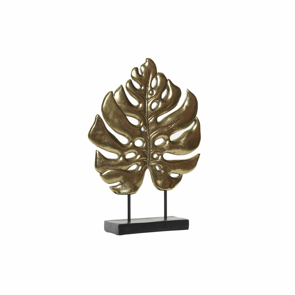 Figură Decorativă DKD Home Decor Negru Auriu* Metal Rășină Frunza a unei plante (25,5 x 6 x 34 cm)