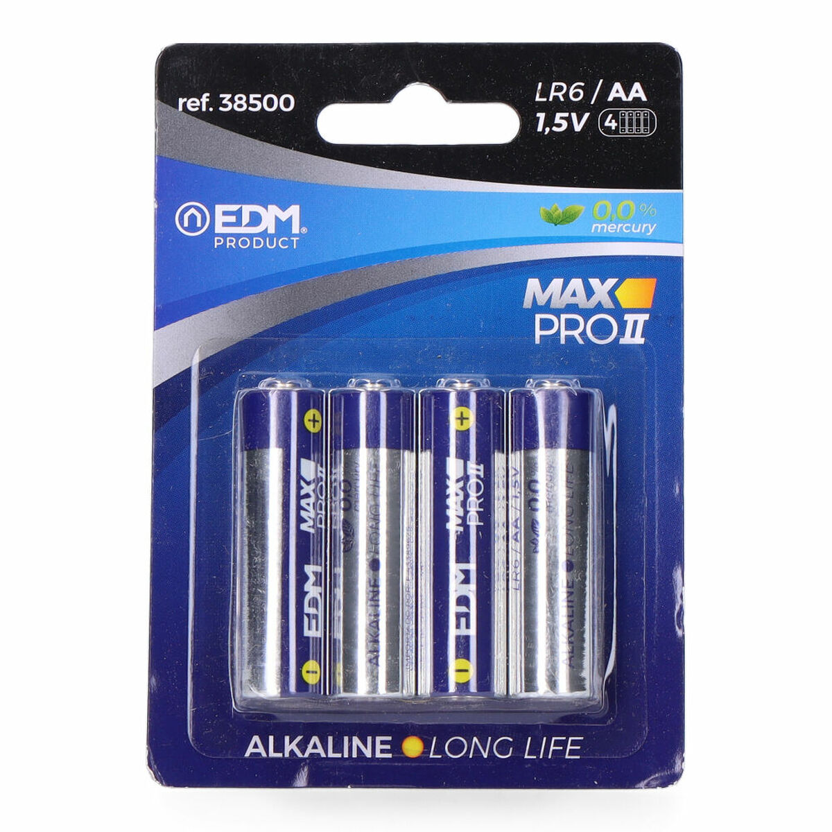 Baterii Alcaline EDM Max Pro II Long Life AA LR6 1,5 V (4 Unități)