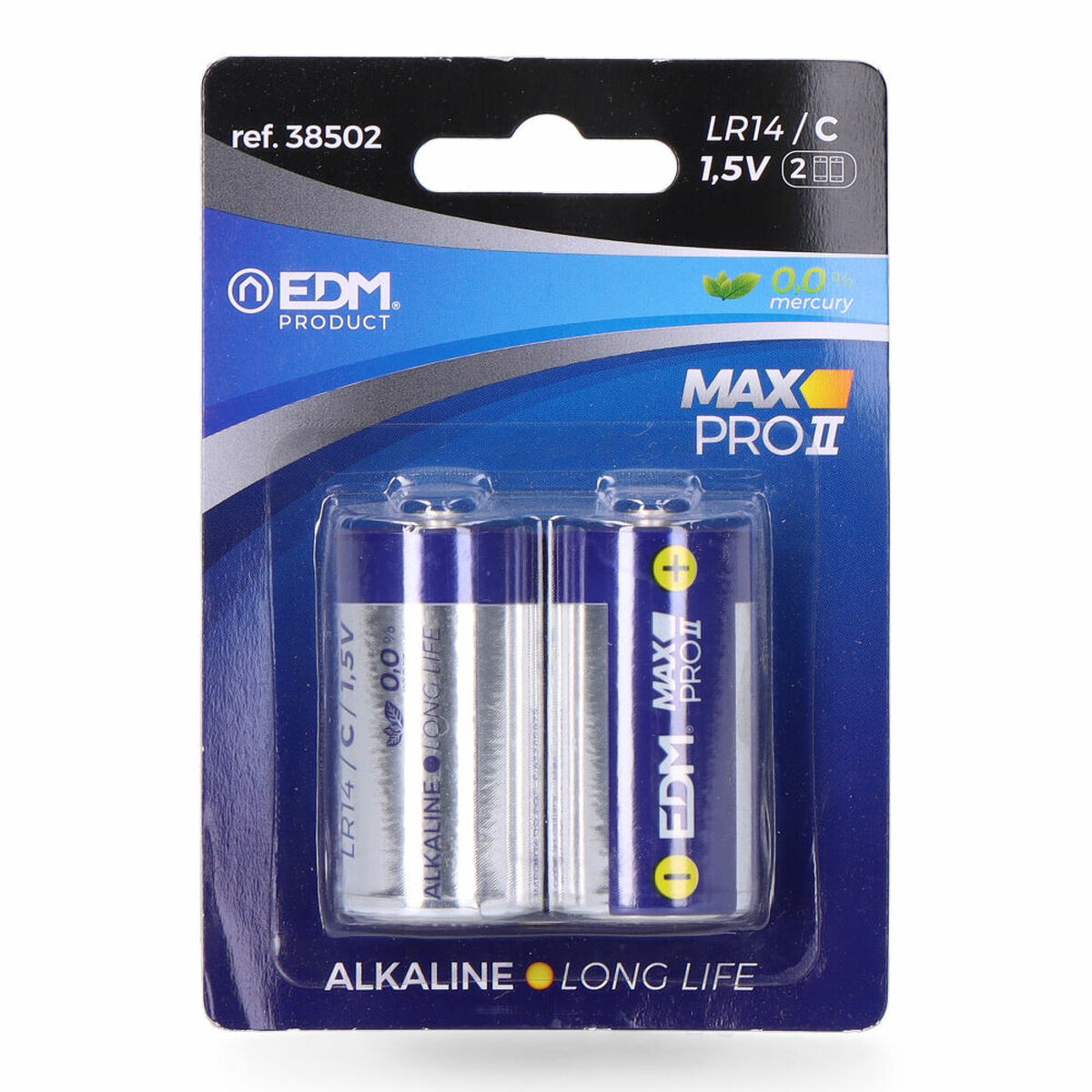 Baterii Alcaline EDM Max Pro II Long Life LR14 1,5 V Tip C (2 Unități)